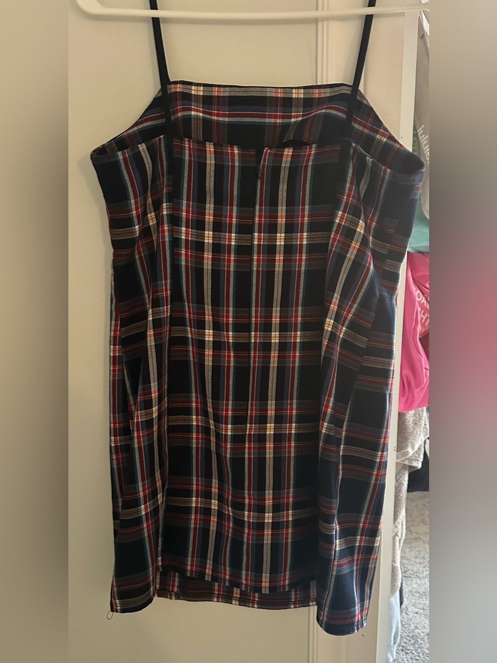 Urban Outfitters Navy Blue Plaid Slip Dress - Picture 2 of 3